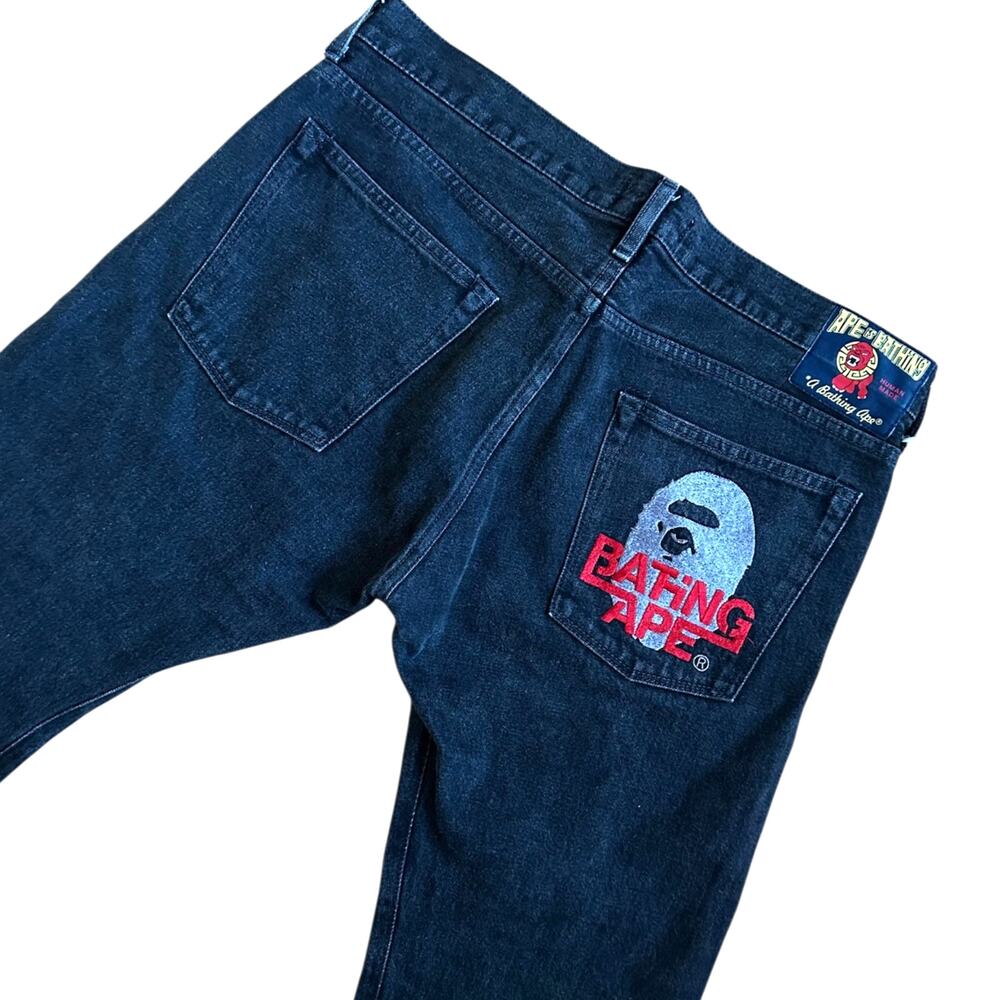 32" x 32" M Bape Planet Of the Apes Logo Dark Denim